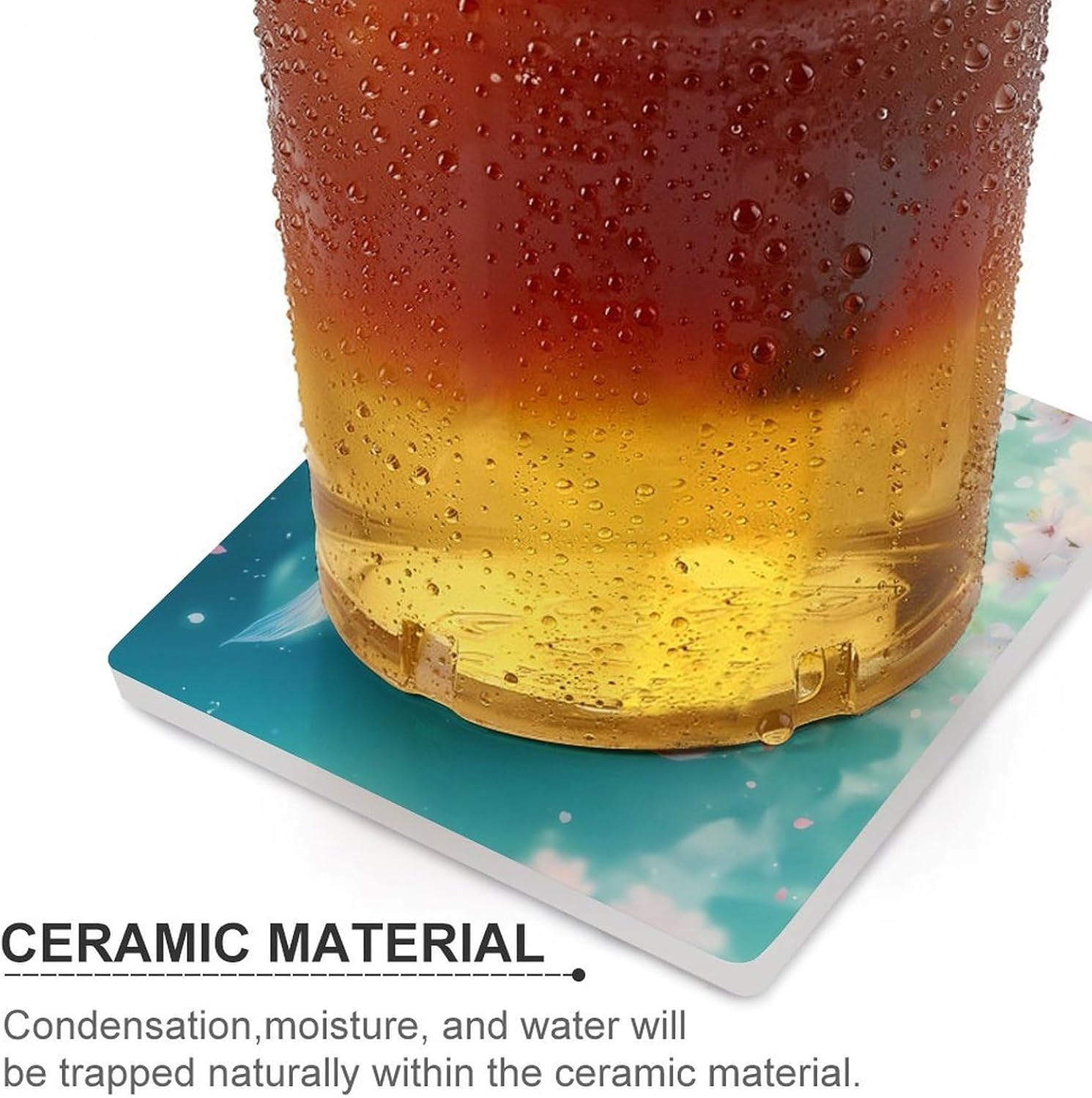 Japanese Fish Printed Ceramic Coasters Square Drinks Coaster Coffee Table Decor Table Coaster for Home Bar