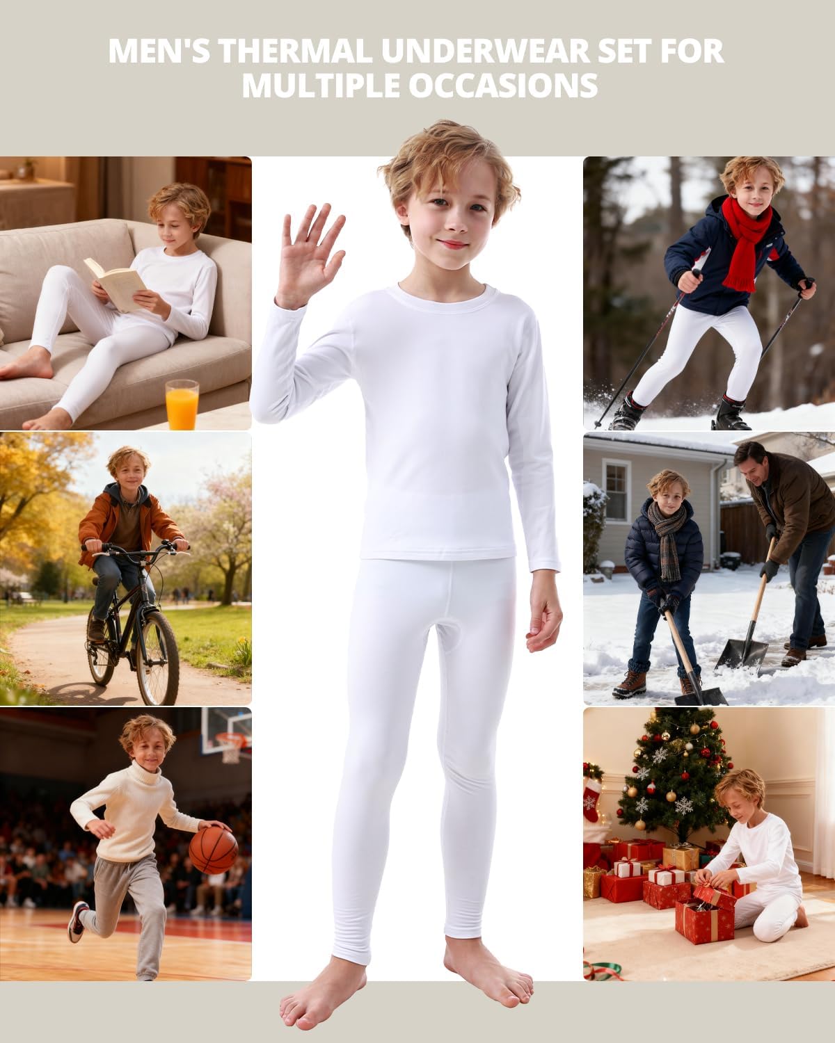 PISIQI Thermal Underwear Set for Boys Long Johns Fleece Lined Set Kids Ultra Soft Base Layer Top Bottom Warm Set for Skiing - Image 6