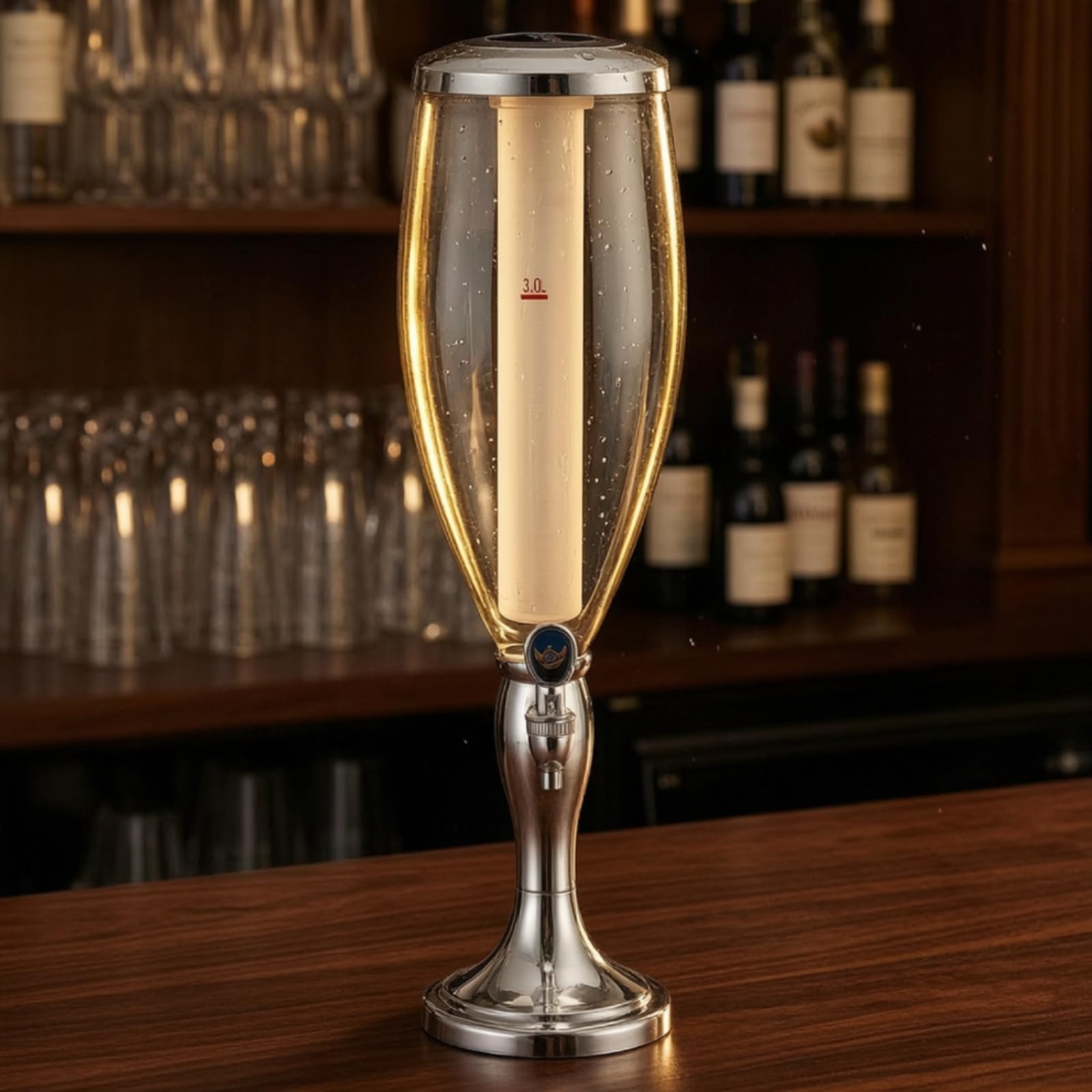 Amagogo Distributeur de Bière de Comptoir Distributeur de Boisson Fontaine à Boissons Tireuse à Bière avec Réservoir Transparent 3 L Glacière Centrale Socle, Array, Or, Tête Simple