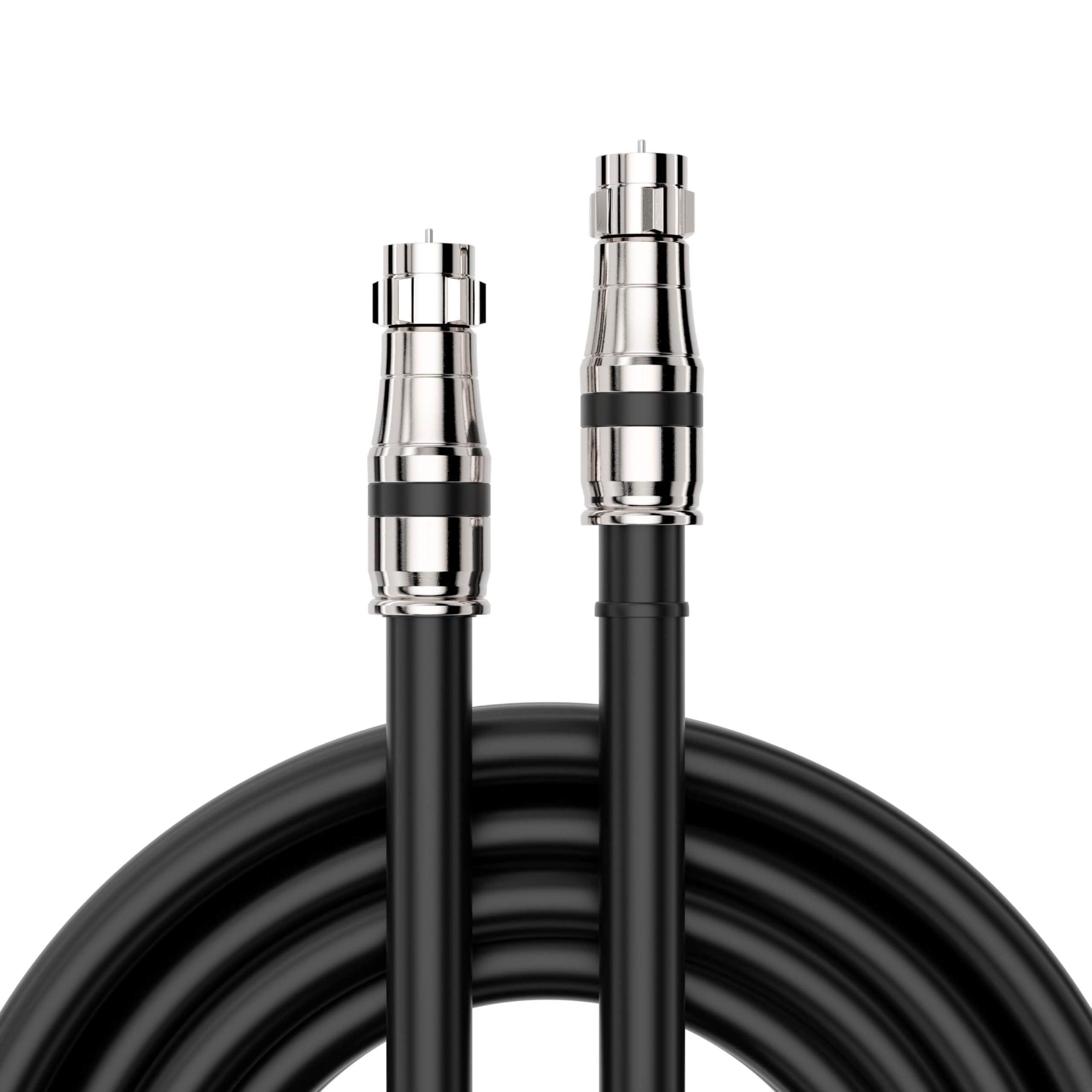 Nero RG6 cavo coassiale (cavo coassiale), Made in the USA, con connettori a compressione, F81/RF, digitale coassiale per audio/video, Cabletv, antenna, e satellite, CL2 200 ft Black - RG11