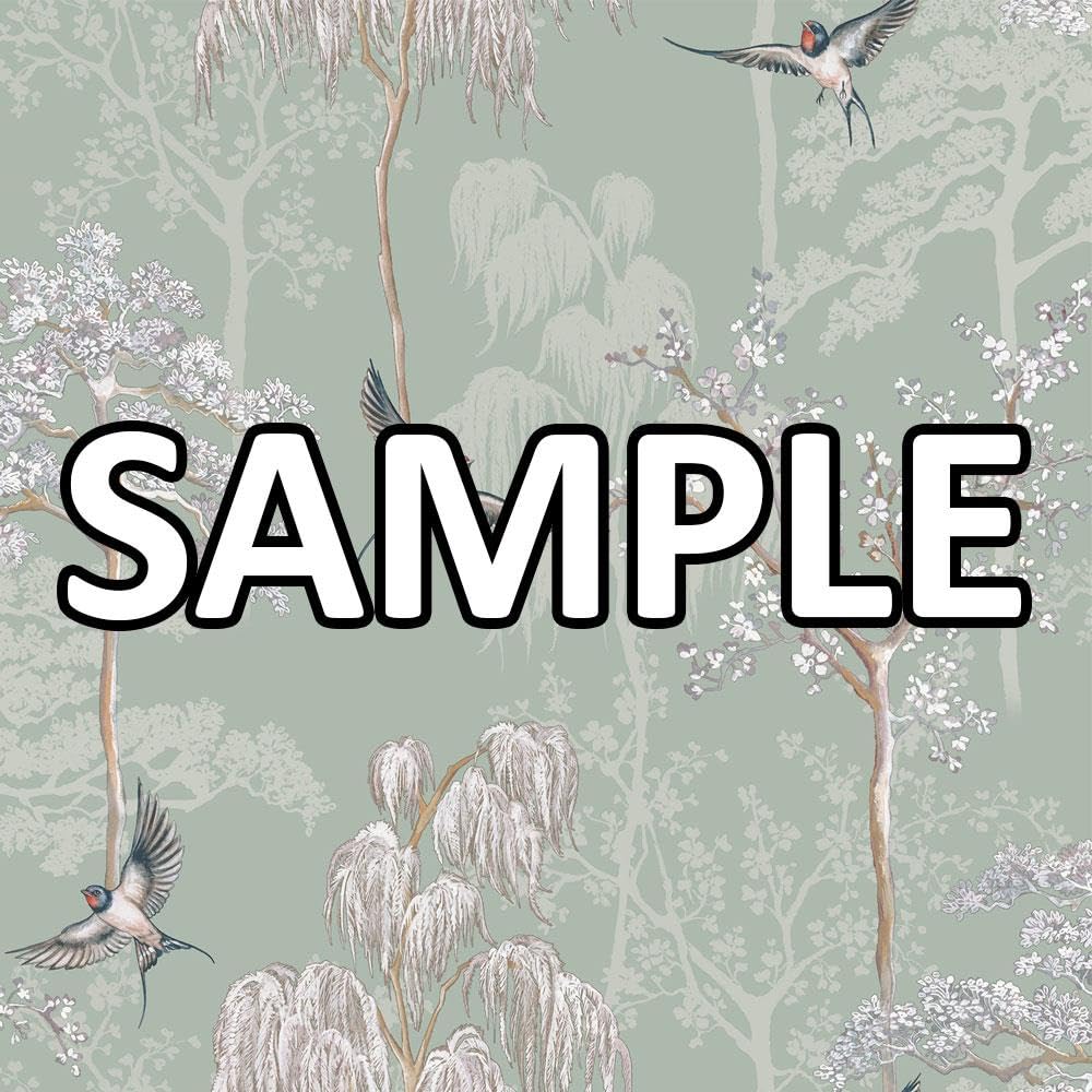 World Of Wallpaper Sage Japanese Garden Inspired Oriental Asian Themed Wallpaper Sample For Living Room And Bedroom Cherry Blossom Trees And Oriental Birds - Green 946102 Sample