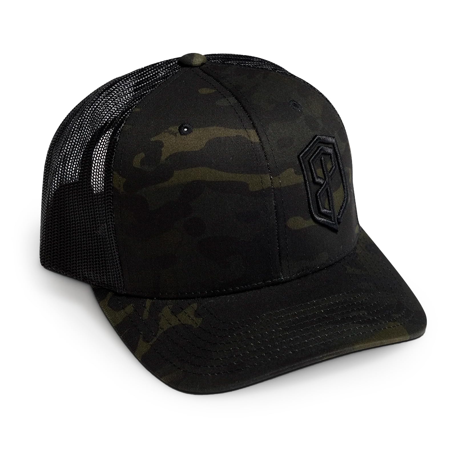 Born Primitive Men's Trucker Hat - Classic 6-Panel Snapback Outdoor Sports Cap with Breathable Mesh Panels, Black Undervisor