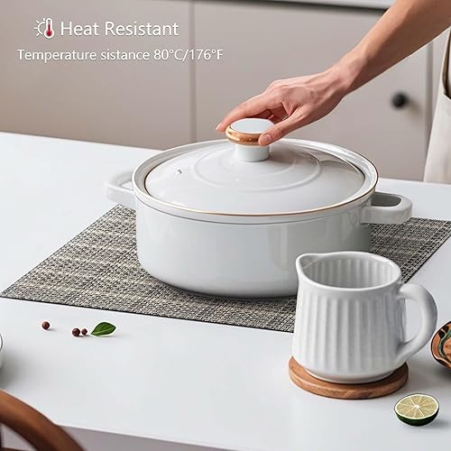 Miniatura 180 de AHHFSMEI Juego de 6 manteles individuales para mesa de comedor, manteles individuales de vinilo tejido de plástico, antideslizantes, aislamiento