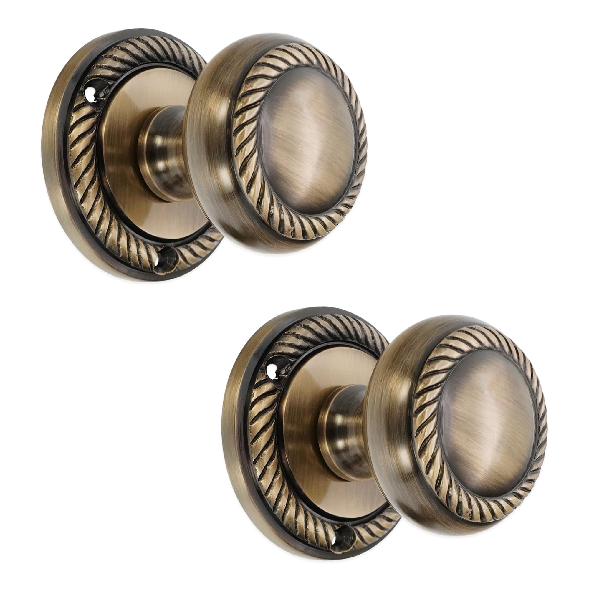 Poignées de porte géorgiennes en laiton massif vieilli de 50 mm pour demeure de caractère
