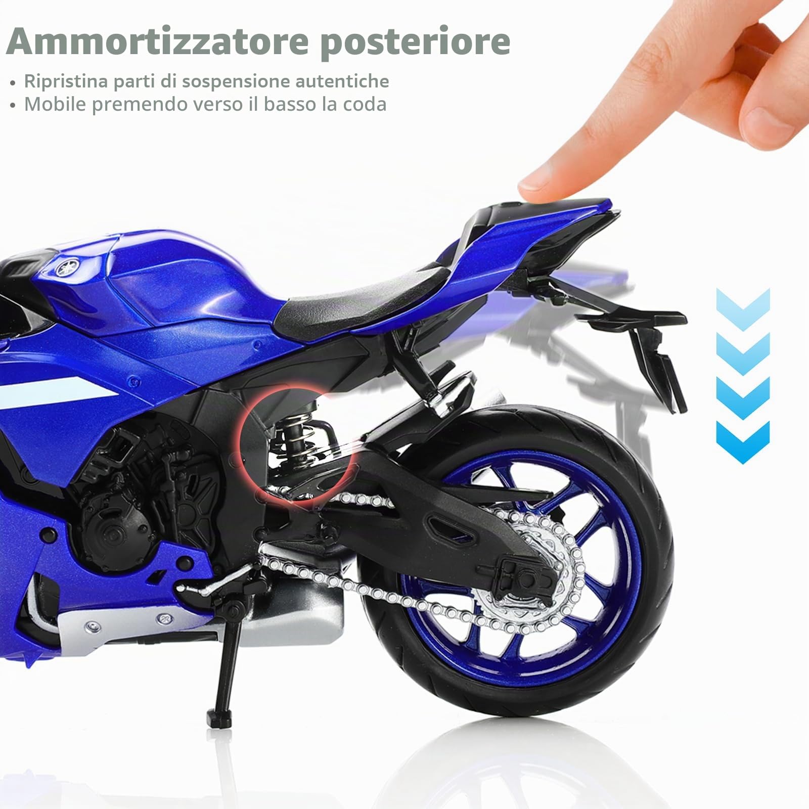 1/12 1000R Moto Modello Giocattolo Mini Metallo Diecast Blu - Sport Moto da Corsa Collezione Regalo per Bambino Ragazzo (YZF-R1)