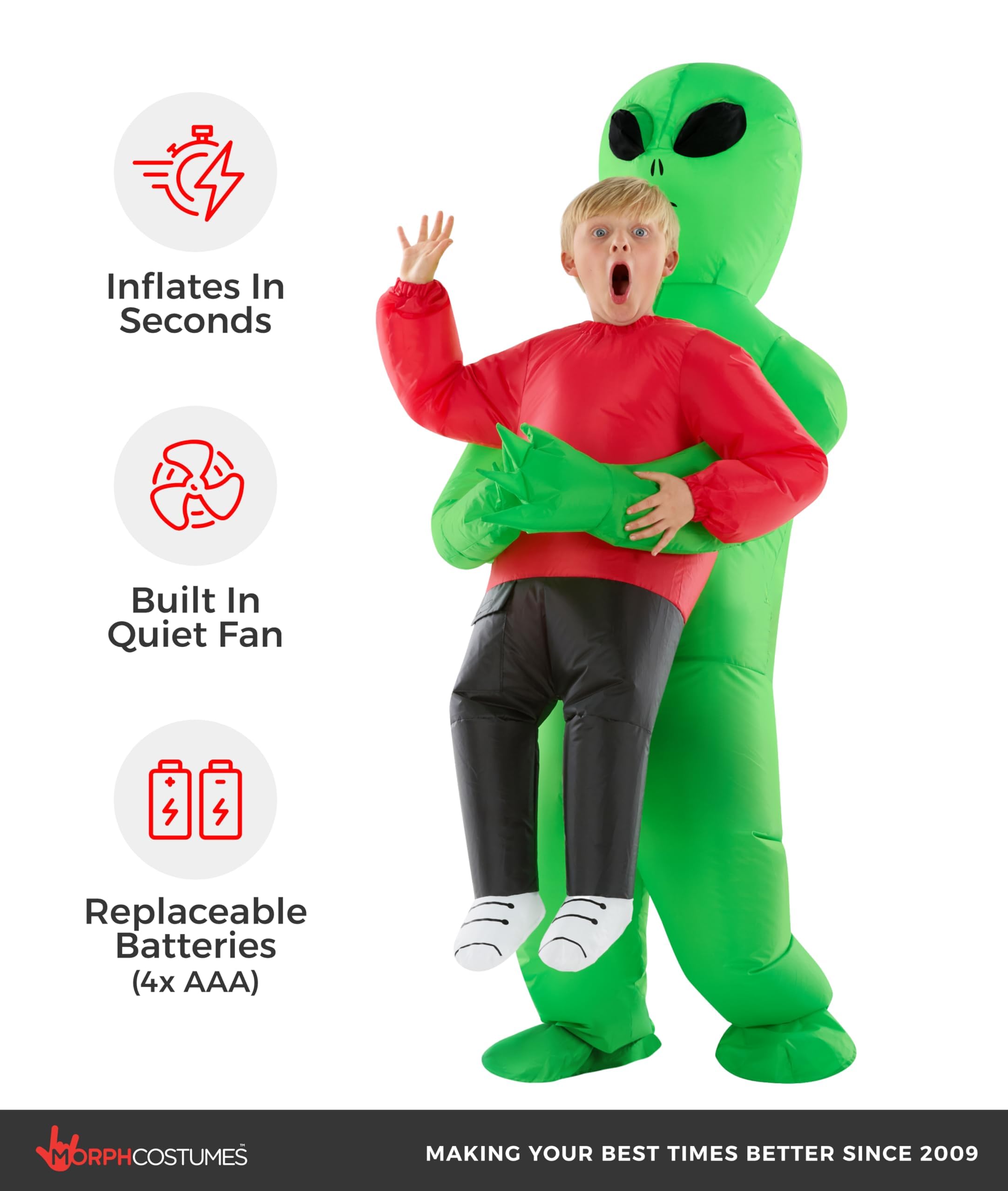 Morph Alien Kostüm Kinder, Aufblasbares Kostüm Kinder, Halloween Kostum Kind, Halloween Kostum Jungen & Mädchen, Karneval Kostüme Kind, Fasching