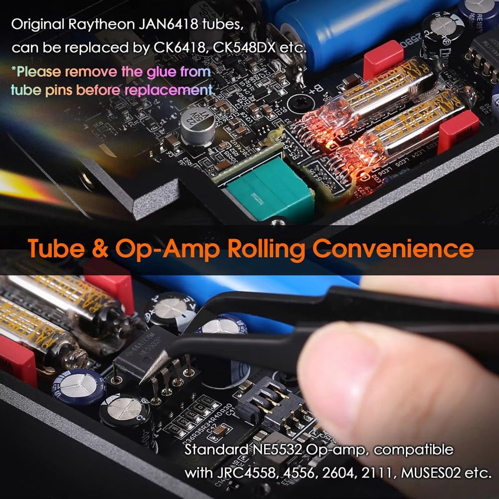 Amplificatore per Cuffie A Tubo Riscaldato P10 PRO HiFi Direct, Mini Amplificatore per Cuffie Audio Portatile da Tavolo, Alimentato Tramite USB-C