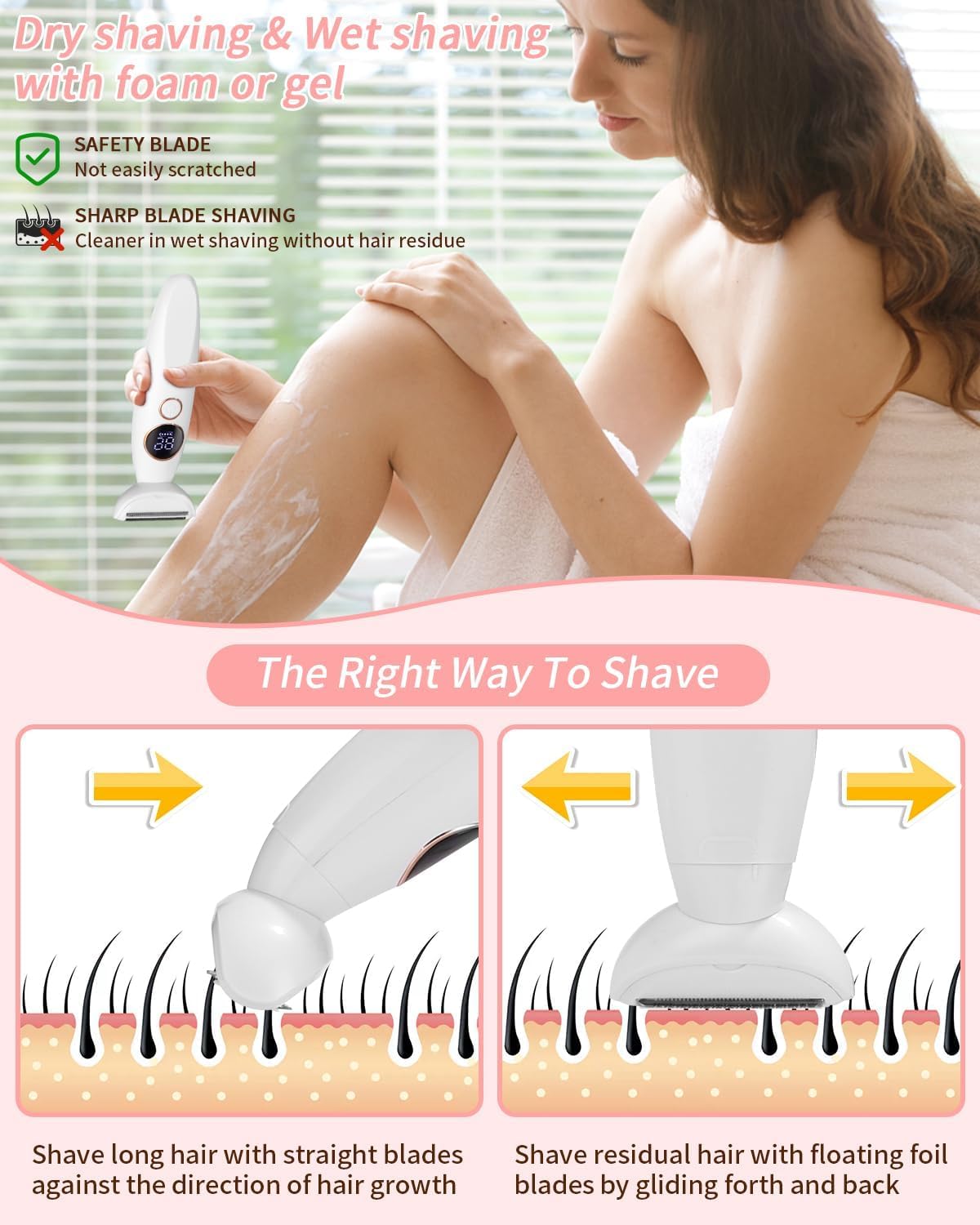 Rasoir Electrique Femme, 5 en 1 Tondeuse Femme Intime, Rasoir Femme Electrique avec Station de USB Rechargeable, Tondeuse Maillot Femme, pour Le Corps, Les Aisselles, Le Bikini, Les Sourcils et Le Nez