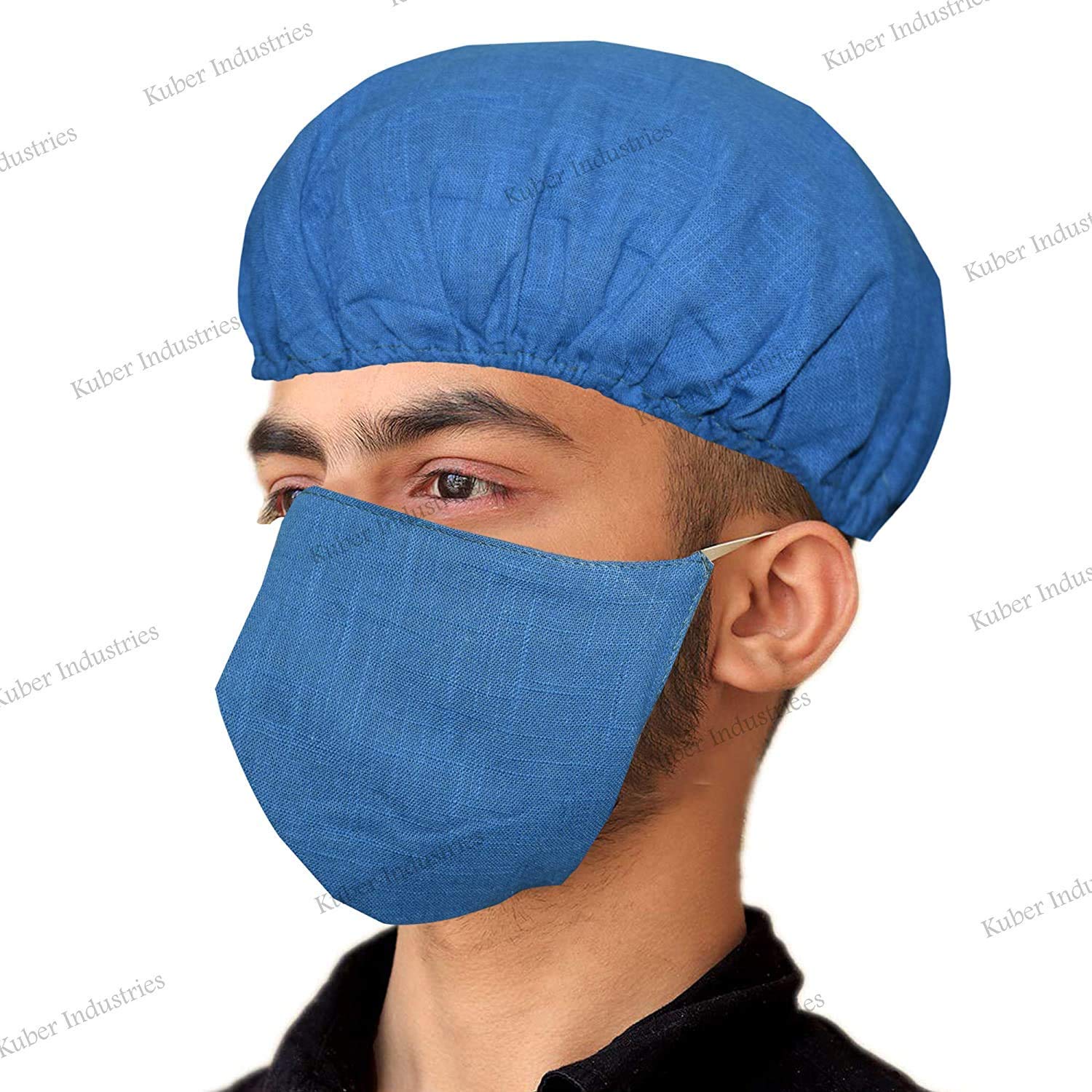 Kuber Industries 100% Cotton 2-Layer Reusable Anti Pollution Mask With Surgeon Caps(Pack Of-4, Blue)-MASK46412 (B088XLRMW6) Amazon Price History, Amazon Price Tracker