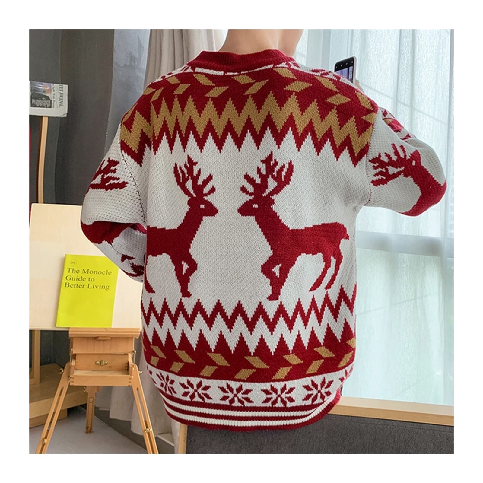Sweter wakacyjny wąski sweter miękki dzianinowy świąteczny sweter męski jesienny sweter z golfem przestronny nadruk patchworkowe swetry ciepły dzianinowy ponadwymiarowy brzydki sweter unisex dżentelmen sweter na zewnątrz