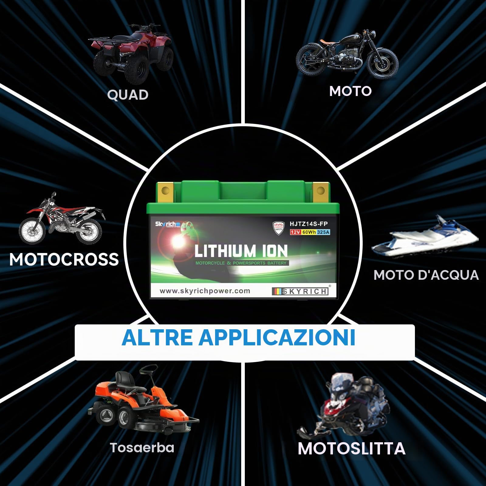 Skyrich HJTZ14S-FP Batteria Motocicletta