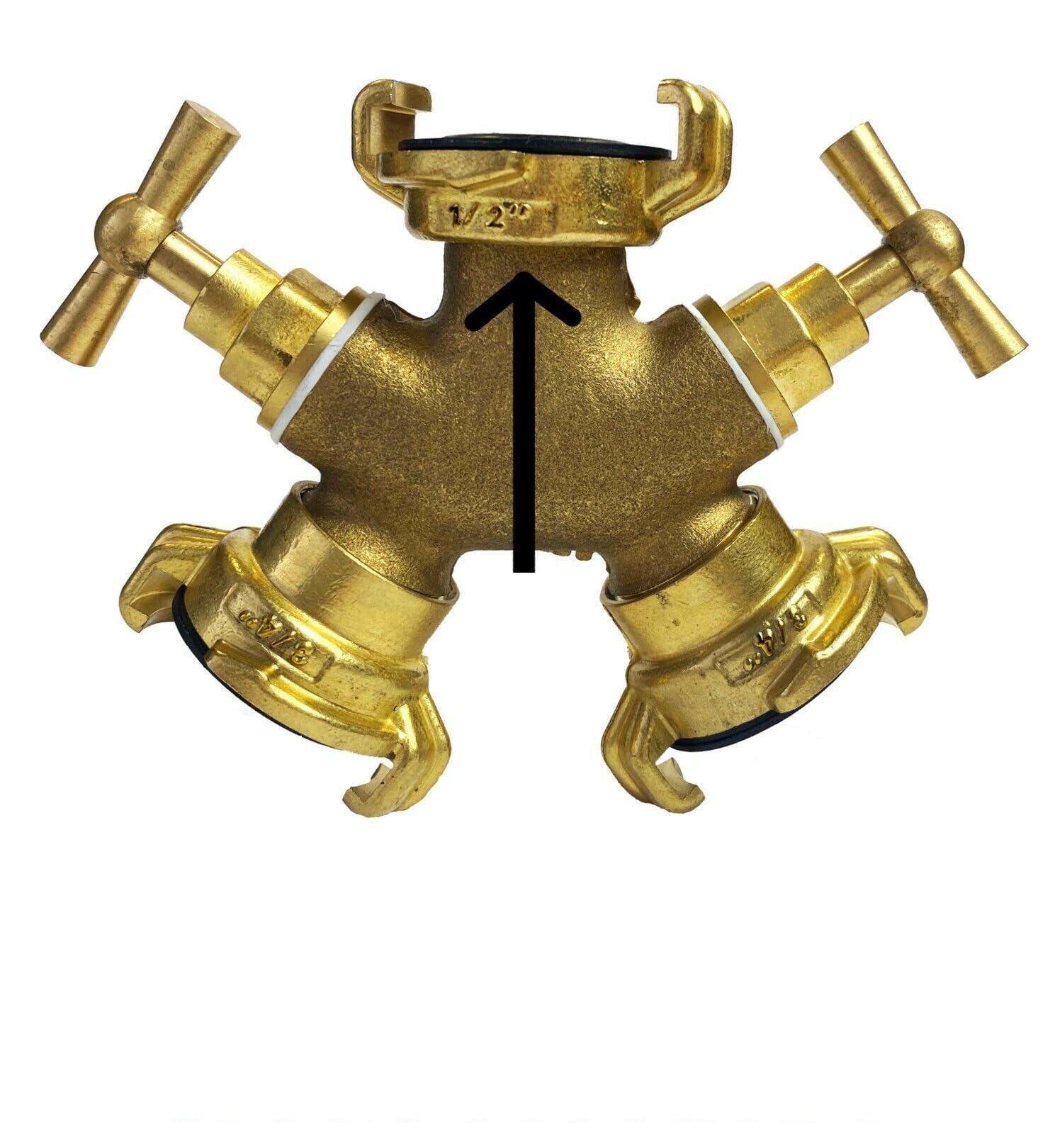 B2C Brass GEKA Type Hose Quick Connect Adapter Claw Fitting Pipe Splitters Lance 3/4 1/2 Male Female (3-Way Splitter with valves)