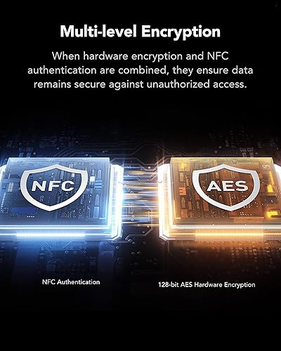 Miniatura 6 de Lexar TouchLock SSD portátil de 1 TB con autenticación de cifrado NFC de un solo toque, unidades externas de estado sólido USB 3.2 Gen2, soporte