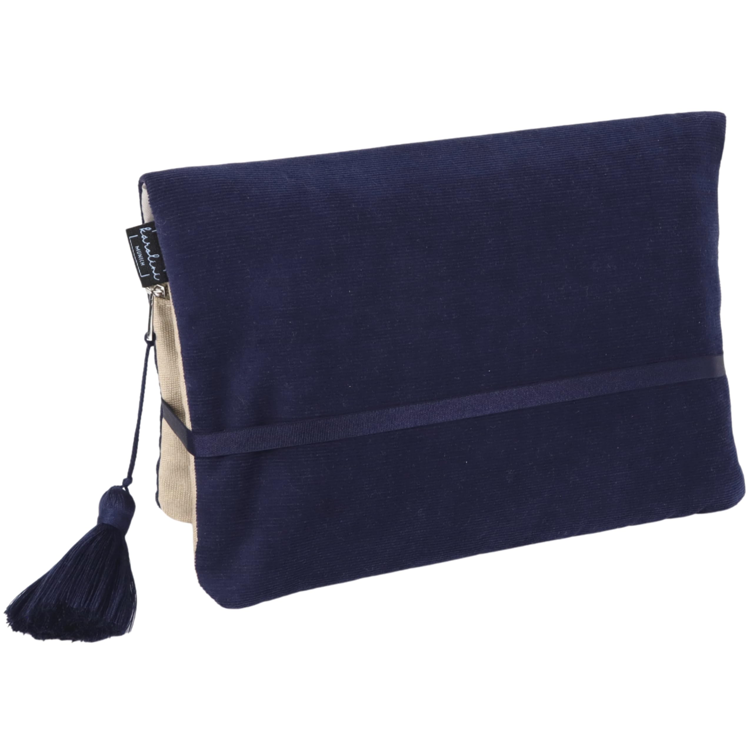 Karolini® Windeltasche Organizer Dunkelblau für unterwegs – kompakte Wickeltasche aus Cord (Bio Baumwolle GOTS) mit Feuchttuchfach, für Handtasche & Kinderwagen