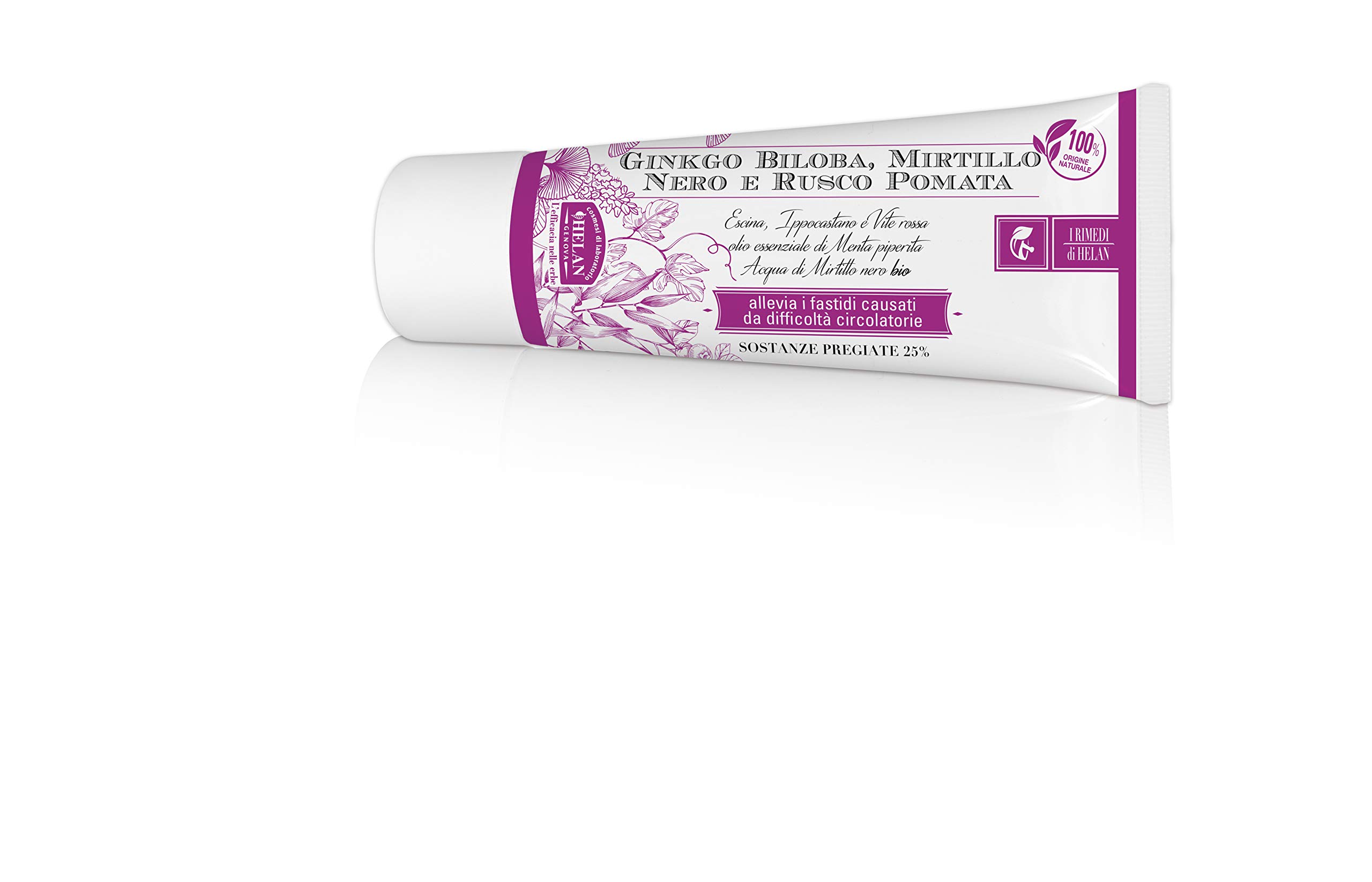 Helan, I Rimedi, Pomata Ginkgo Biloba, Mirtillo Nero E Rusco, Allevia fastidi circolatori, 75 ml