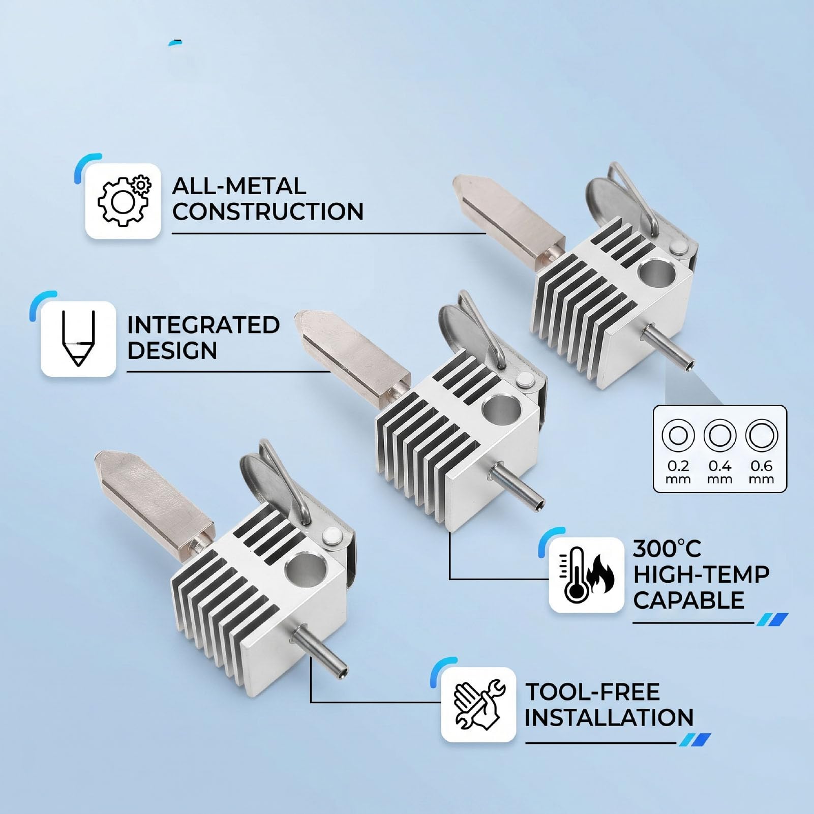 Generic Hotend Kit de Remplacement pour SPARKX I7 4 Pièces Imprimante 3D Tout Métal Hotend avec Buses et Chaussettes en Silicone
