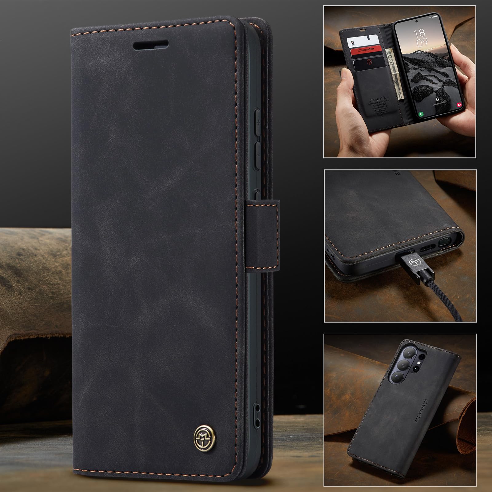 Cover per Samsung Galaxy S26 Ultra 5G, Premium PU Pelle Custodia, Magnetica Carta Fessura Portafoglio Case, Flip Cavalletto Custodia per Samsung Galaxy S26 Ultra - Nero