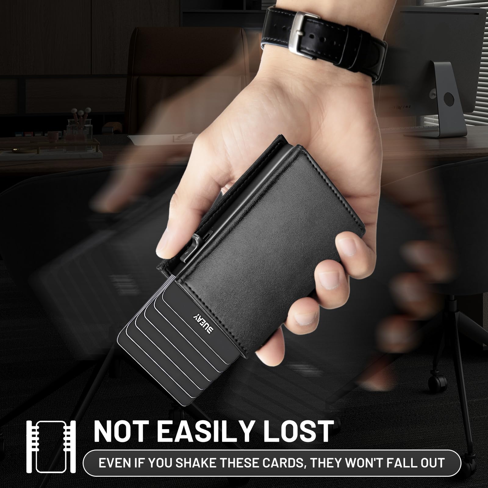 Portfel Męski,Slim Wallet z Kieszenią na Monety I Zapięciem Magnetycznym,Portfel na Karty,Etui na Karty Kredytowe z Blokadą Rfid,Okienkiem Identyfikacyjnym,Pop-Up Smart Wallet dla Mężczyzn