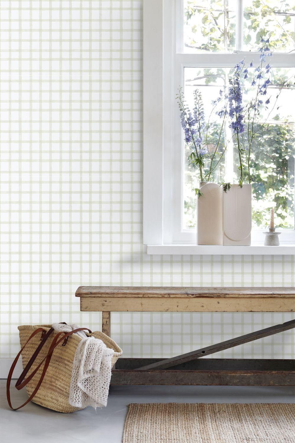 Sanders & Sanders papel pintado rombo verde claro y blanco 53 cm x 10.05 m