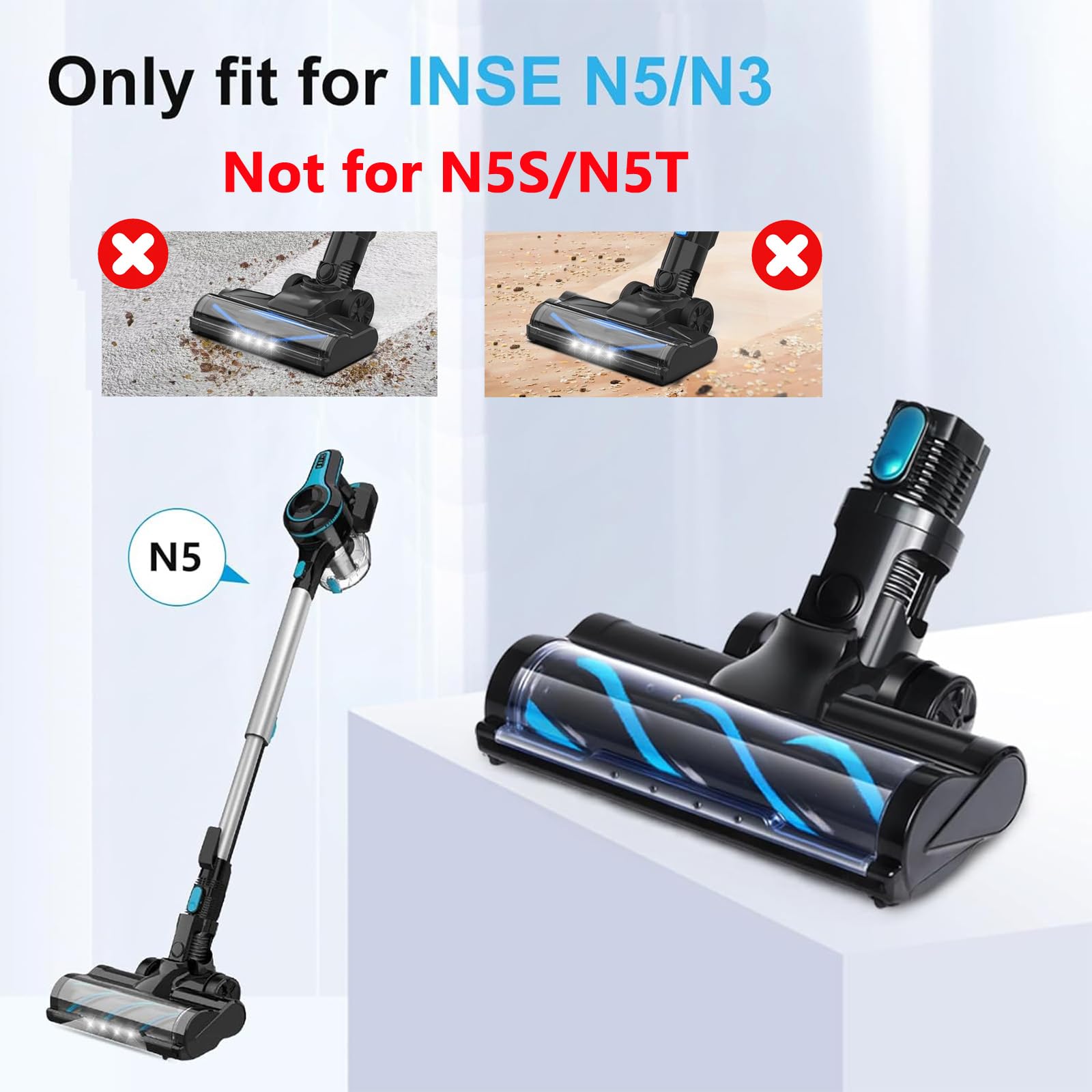 Piezas de repuesto para aspiradora con cepillo de rodillo para aspiradora inalámbrica INSE N5/N5S/N5T, accesorios de repuesto de cabezal de cepillo