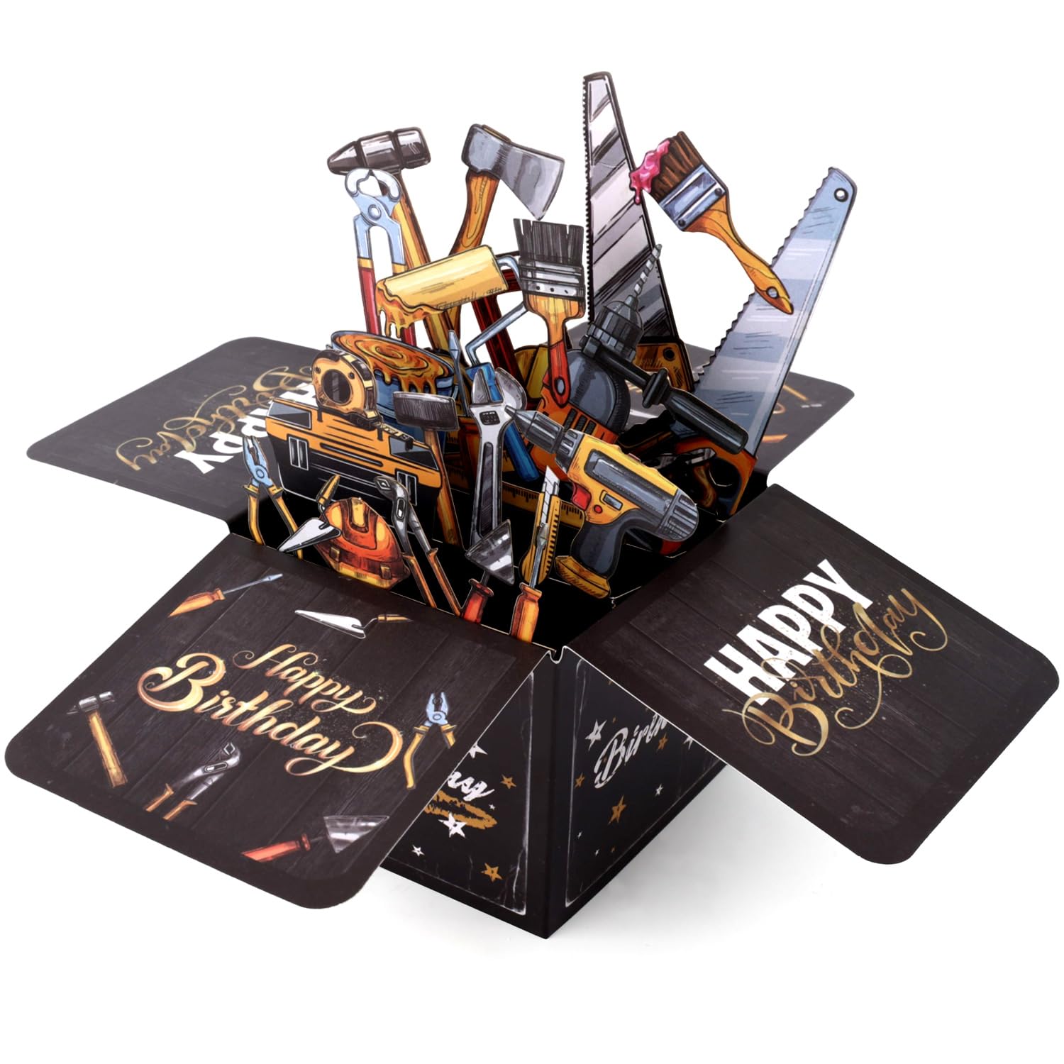 Pop-up Birthday Card, 3D Happy Birthday Box Card with Envelope Funny Festive Gift Idea for Men Boys Anniversary Party Decorations Supplies