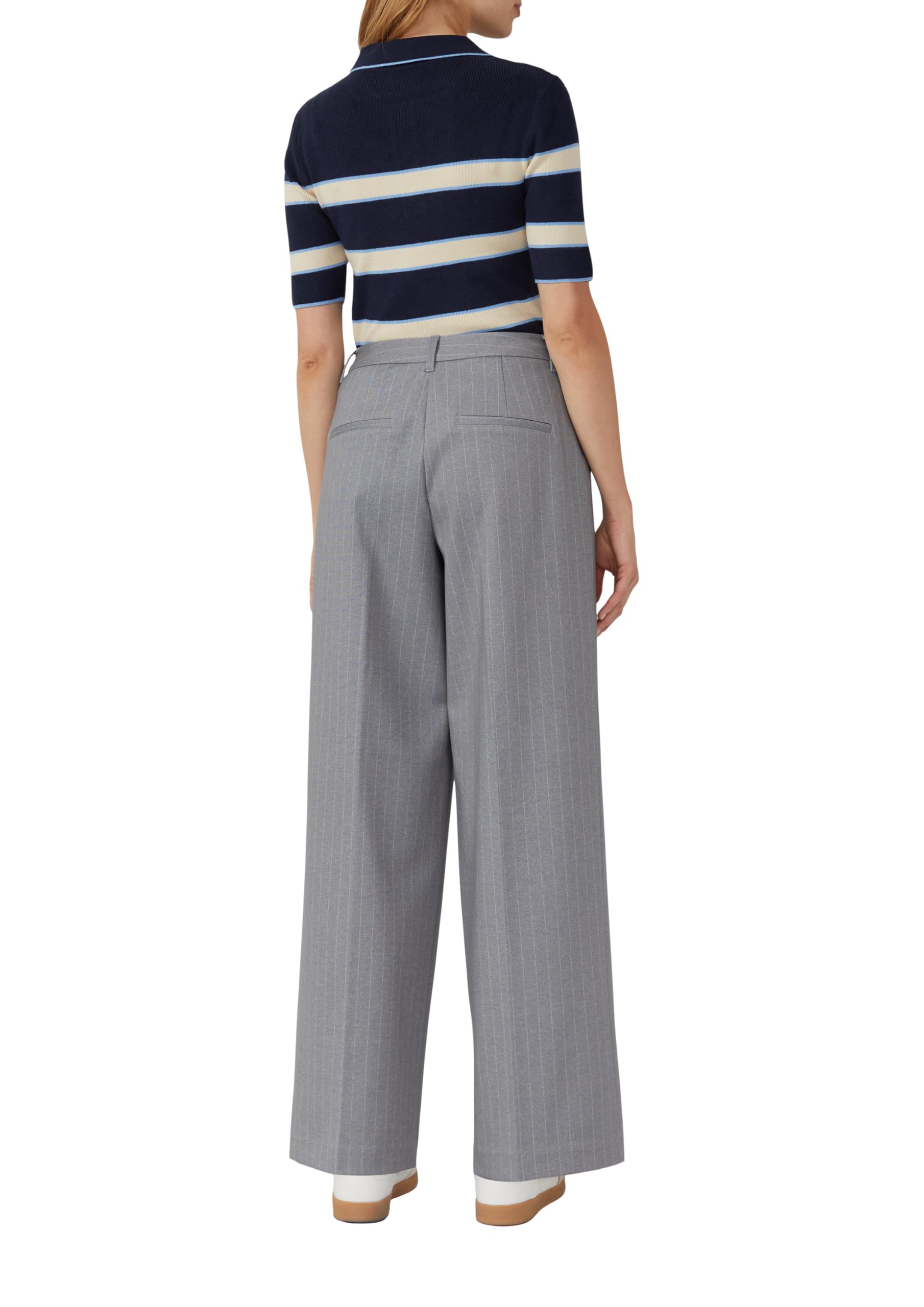 s.Oliver Hose aus Interlockjersey mit Wide Leg und Nadelstreifen