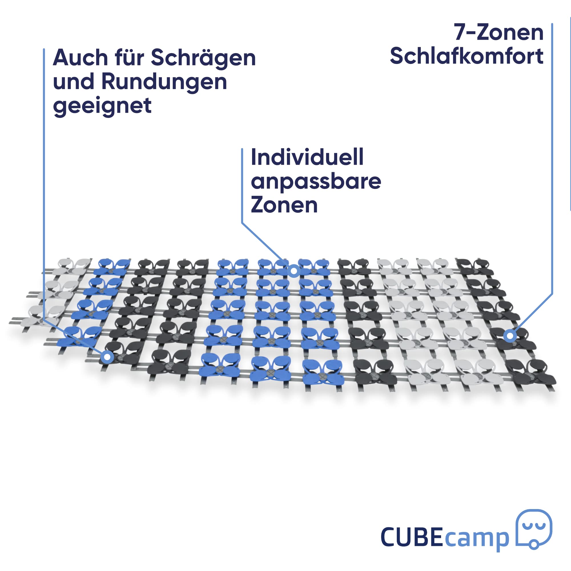 CubeSleep Bettsystem CUBEcamp Set | Schlafsystem für unterwegs | Lattenrost System variabel einsetzbar