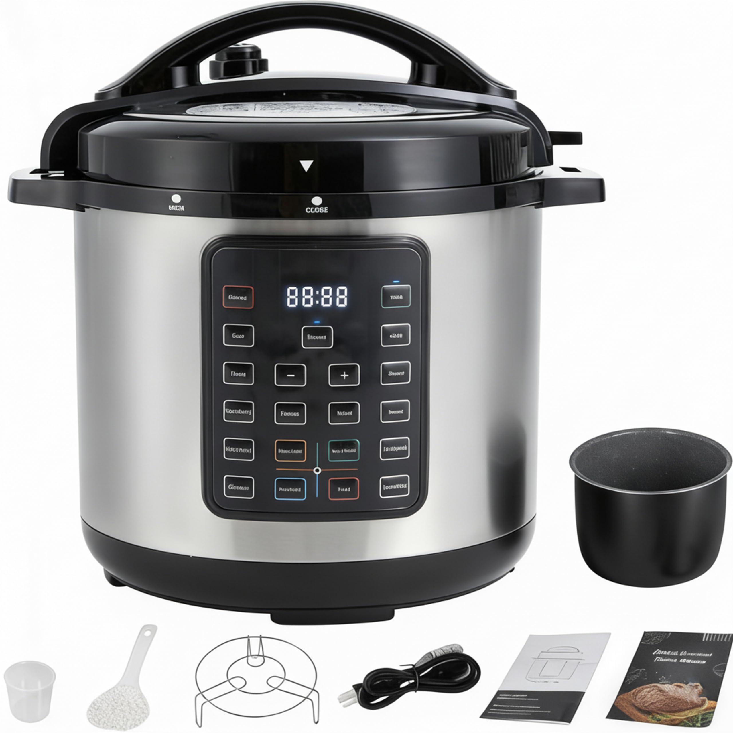 HealSmart 16-in-1 Electric Pressure Cooker 8 Quart Non-Stick Stainless Steel Multi Cooker for Slow Cooking Yogurt Maker Steam