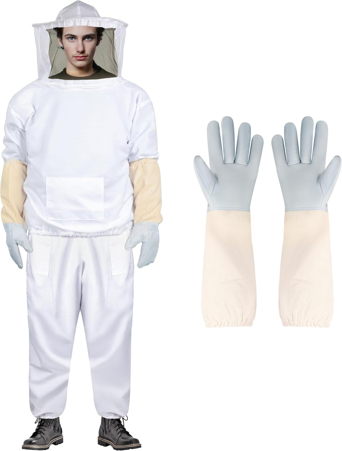 Bee Suits Bee keeper Suit for Men Women Sting Proof Beekeeper with Glove &Ventilated Hood Bee Keeping Starter kit & Beekeeping Supplies Adult-XL