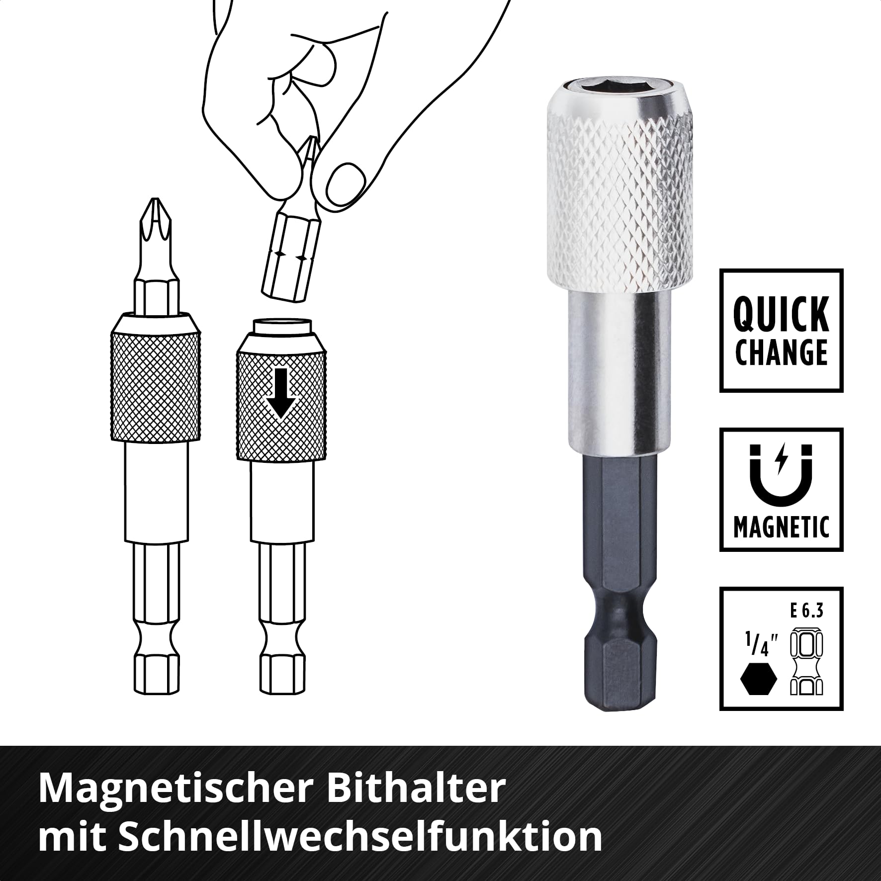 Original Einhell XL-CASE 95-tlg. Bit- und Bohrer-Set (Bits, diverse Bohrer, Schnellwechselbithalter, Steckschlüssel, Senker, Bohrstopper, Stiftschlüssel inkl. Aufbewahrungsbox)