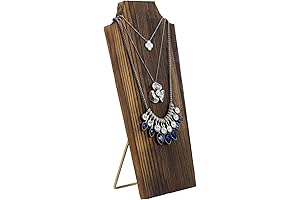 MyGift Modern Rustic Burnt Solid Wood Countertop Necklace Holder