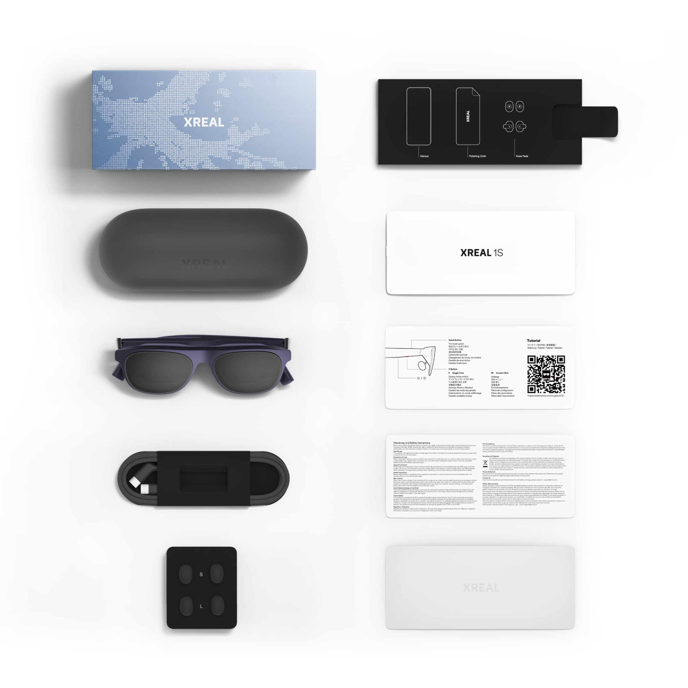 XREAL 1S Occhiali AR, Schermo Virtuale da 500", Occhiali Intelligenti con FOV 52°, 3DoF Nativo, REAL 3D, Chip X1, Compatibili con Tutti i Dispositivi USB-C DP iPhone 17/16/15 Cobalt