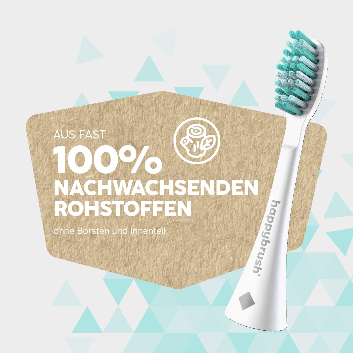 happybrush® Nachhaltige Aufsteckbürsten für elektrische Schall-Zahnbürste Eco VIBE 3 - Weiß/Mint - 9 Stück