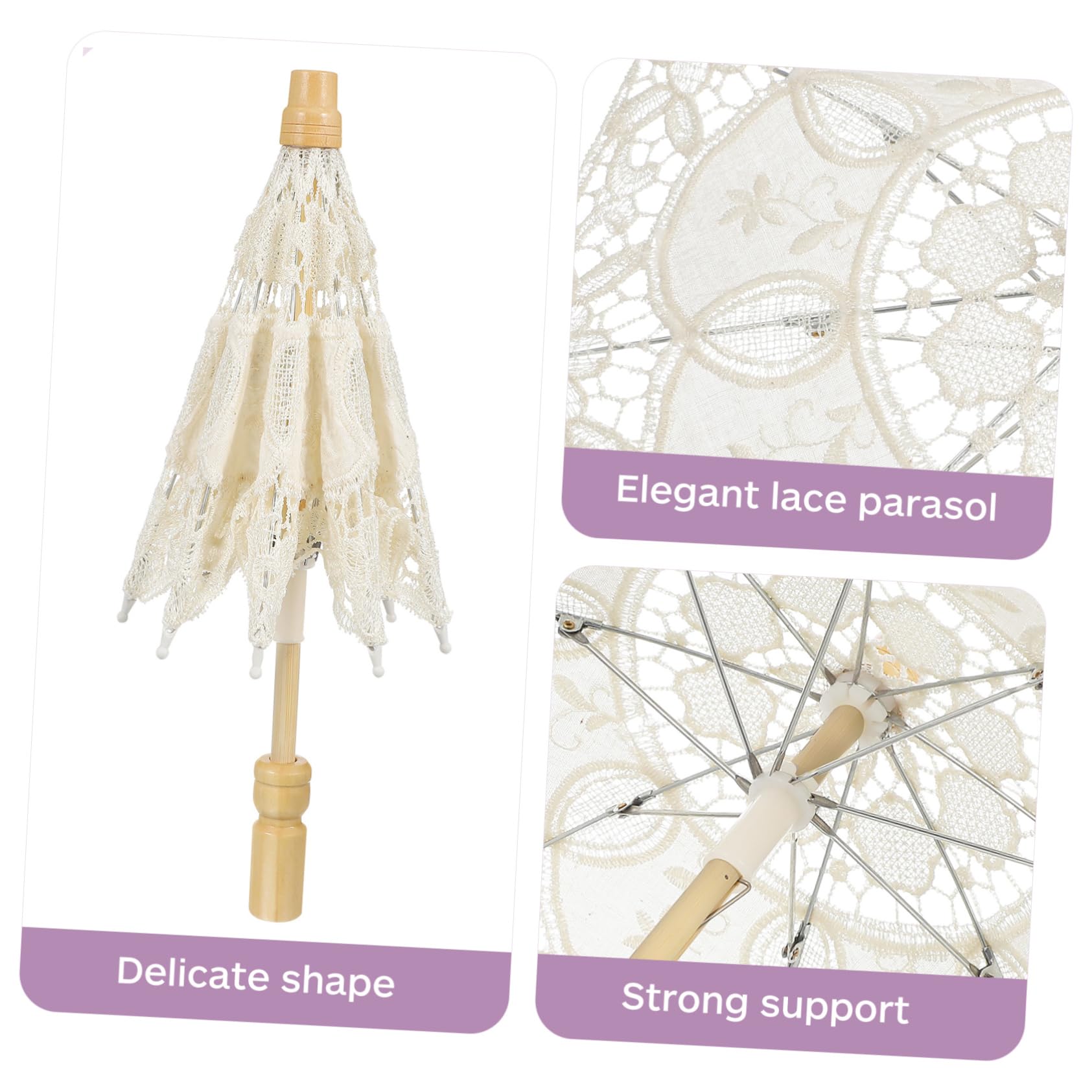 LIFKOME 10pièces Parasol Dentelle De Mariée Décoratifs pour Photographie Et Célébrations Accessoire Élégant avec De Rayon