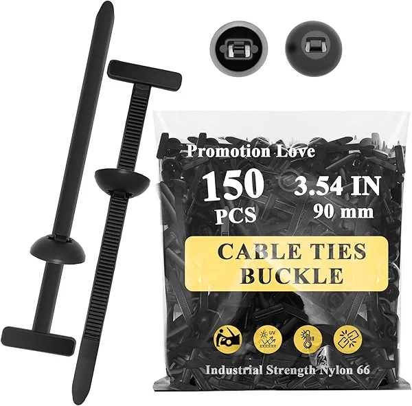 150PCS Nylon Universal Cable Tie Buckle for Car, Heavy Duty Plastic Rivet T Zip Ties Style, Grip Auto Zip Tie Buckles, Automotive Zipper Clips, Button Ziptie Bumper Retainer Fender Liner Fastener