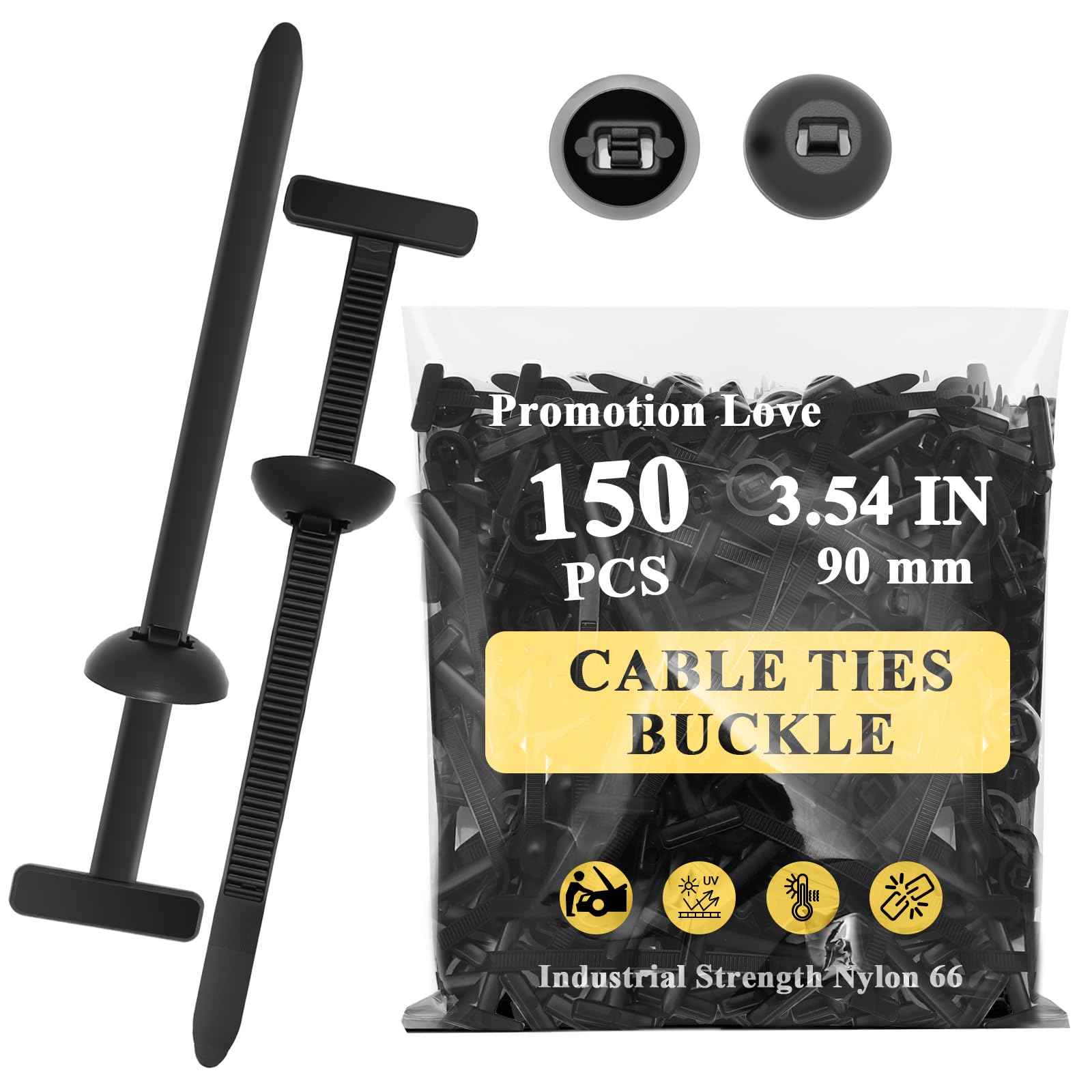 Photo 1 of 150Pcs Nylon Universal Cable Tie Buckle, Zipper Clips for Car, T Zip Ties, Ziploc Pro Cable Ties, Automotive Plastic Rivet Fixing, Engine Cover Bumper Retainer Fender Liner Door Panel Screw Fastener