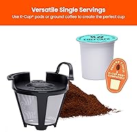 Vista 5 de Chefman Cafetera de una sola porción: compatible con K-Cup y suelo, cafetera de goteo portátil de una sola taza de 6 a 12 onzas con filtro, perfecta