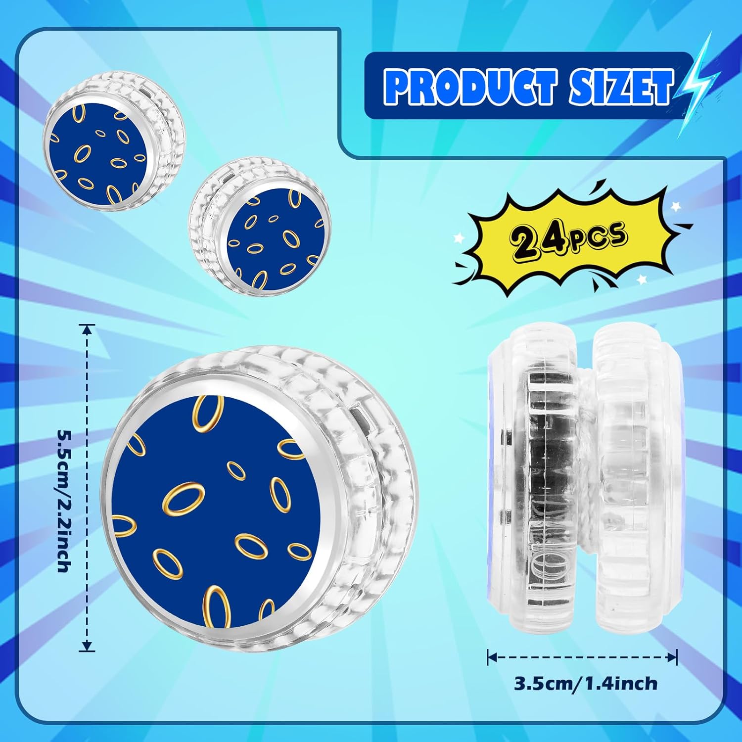 Themed LED Light Up Yo Yo Balls - Glow Party Favors for Kids & Adults, Speedster Birthday Goodie Bags (Blue)