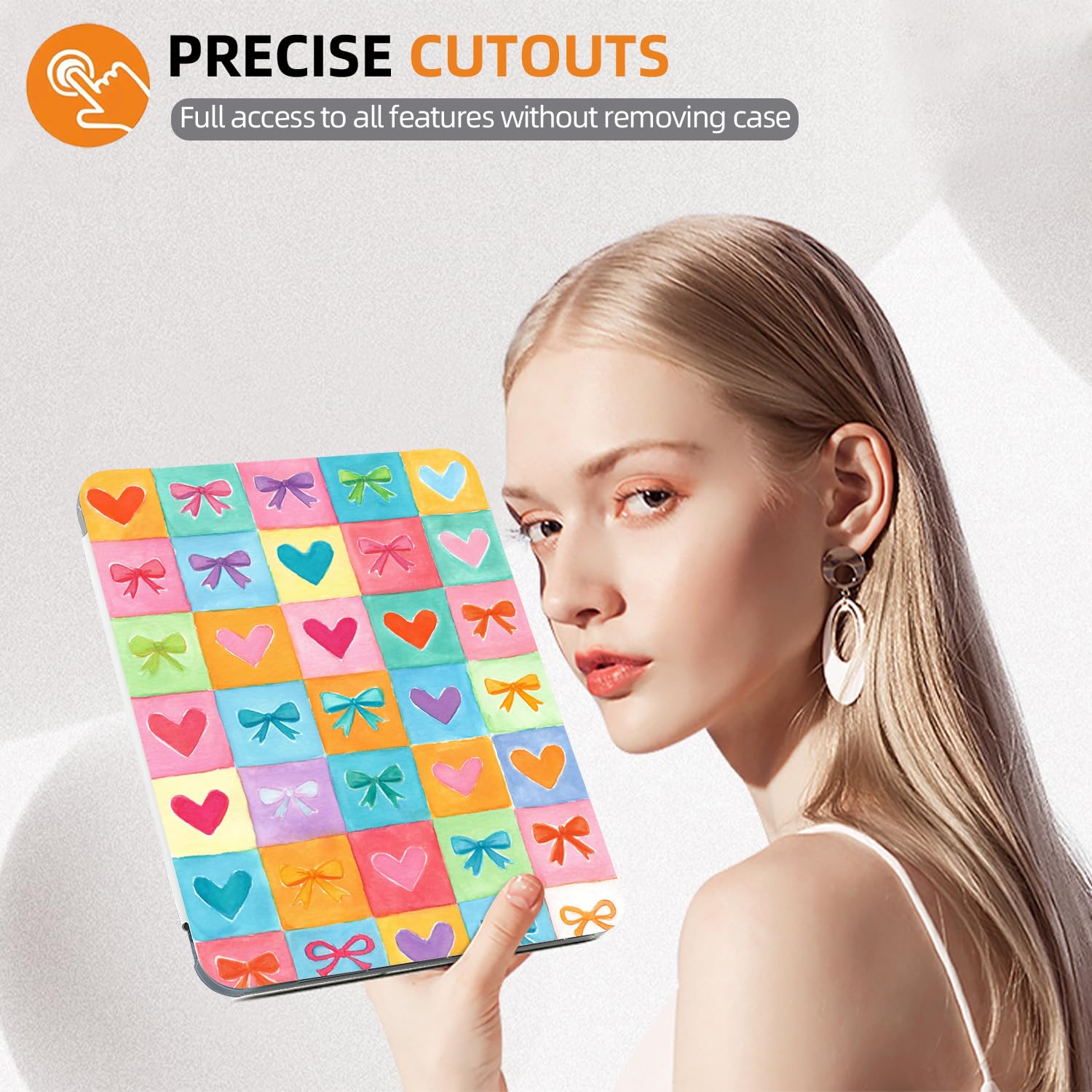Joli motif de grille pour iPad (A16) 11e génération, étui 11" 2025/10e génération 10,9" 2022, mise en veille/réveil automatique en TPU avec porte-crayon