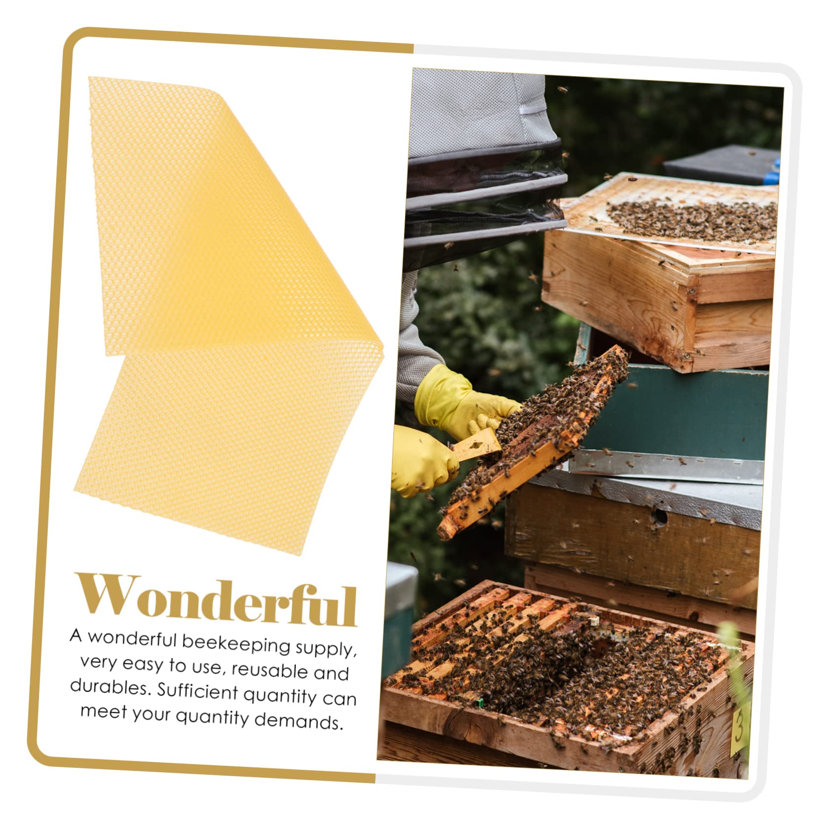 Abaodam 30 Láminas de Base de Colmena de Cera de Abeja Amarilla Suavidad Moderada y Alta Producción para Fabricación de Velas y Barnizado de Muebles