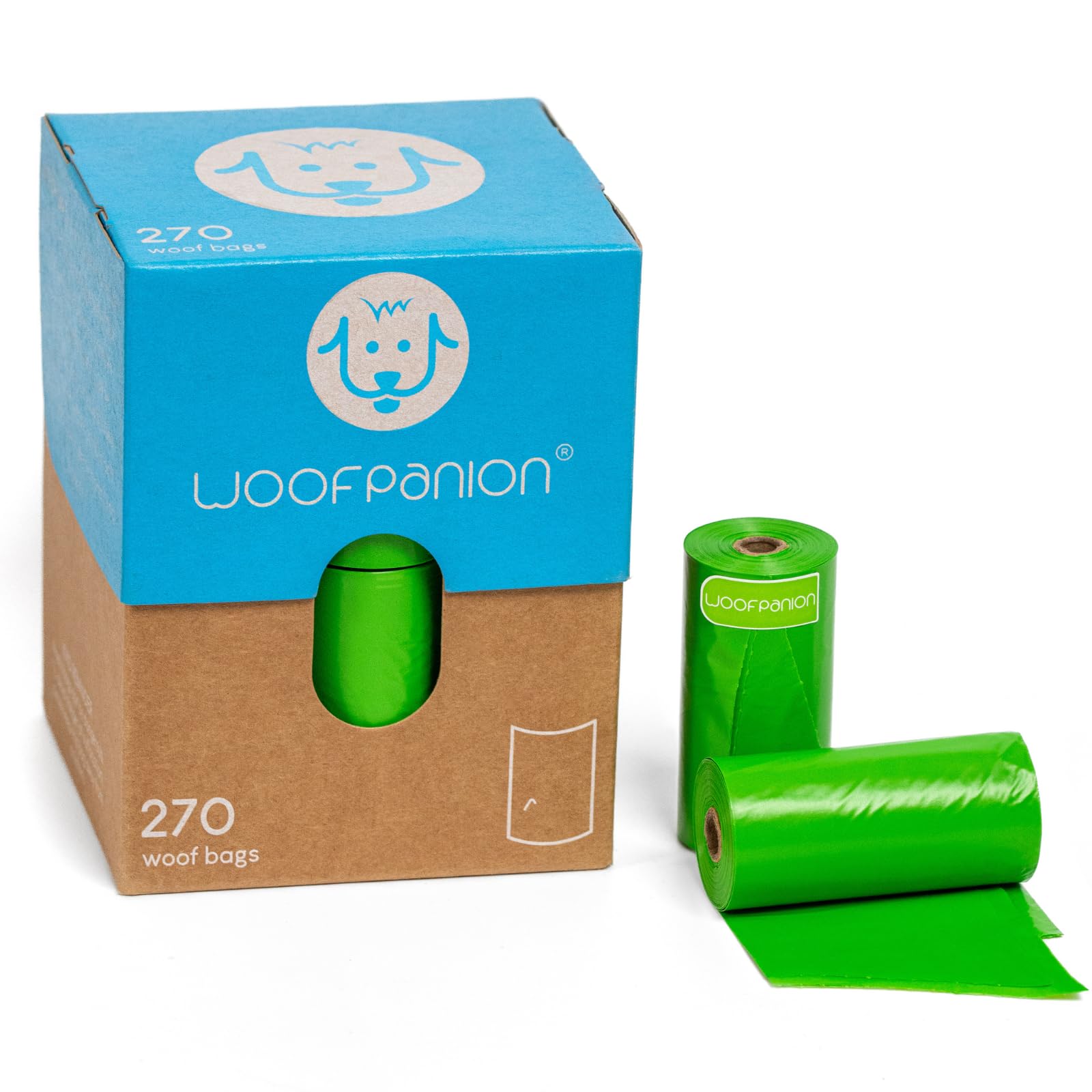 Woofpanion Improved Dog Poop Bags - Extra Strong Leak Proof Waste Bags Made from Recycled Plastic Unscented Refill Rolls for Easy Cleanup 18 rolls | 270 bags