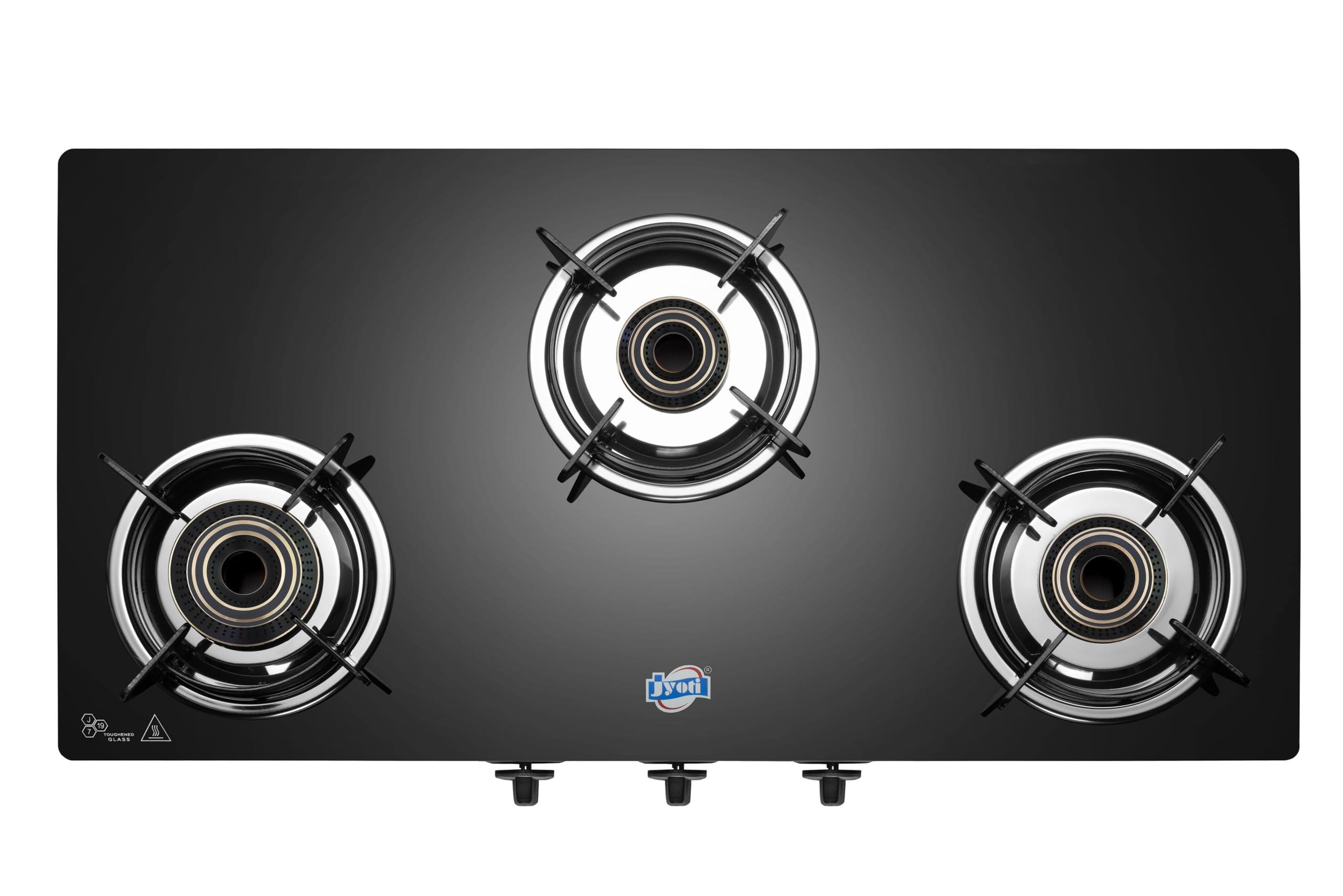 Jyoti Gas Stove 3 Burner Glass Top | Lift to Clean Stand | Blue Flame 3D Swirl Brass Burners | Toughened Glass with 5-Year Manufacturer Warranty | ISI Marked (331 3D Swirl LC)-image-46