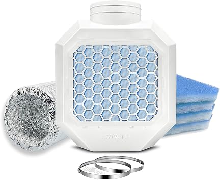 EzaVent Indoor Dryer Full Set Vent with 4 Filters, 8ft Aluminium Duct Hose and Fittings Only for Electric Dryers - White EzaVent Full Set