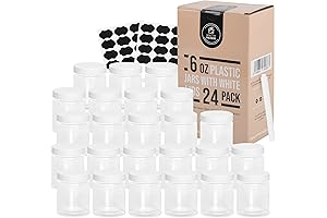 Plastic Containers with Water-Tight White Lids (6 oz, 24 Pack)