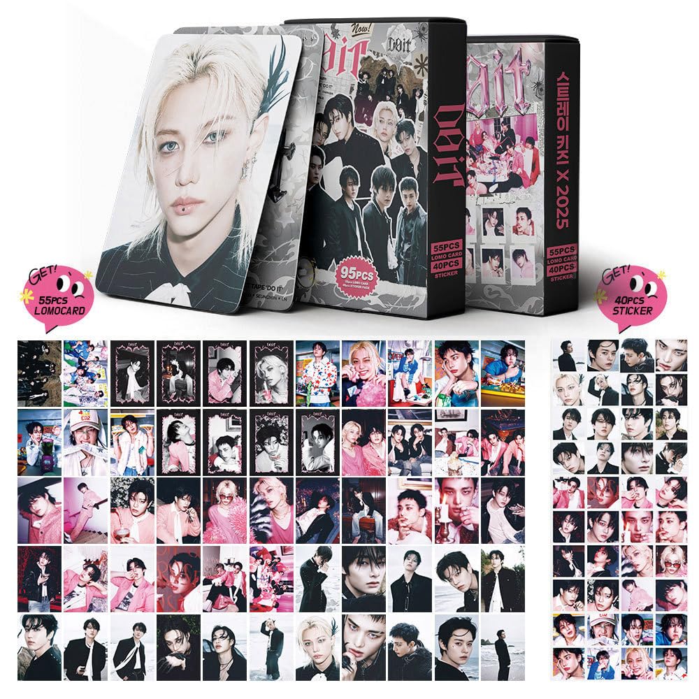 Stray Kids Photocards, 55pcs Stray Kids Photocards and 40pcs SKZ Stickers, SKZ HOP New Album Cards for Fans