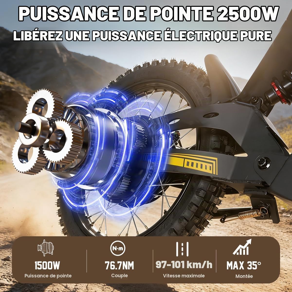 cysum V9 Ultra Vélo électrique Homme, VTT électrique pour Adultes, Batterie 48 V 20 Ah, Double Suspension, Freins à Disque Hydrauliques