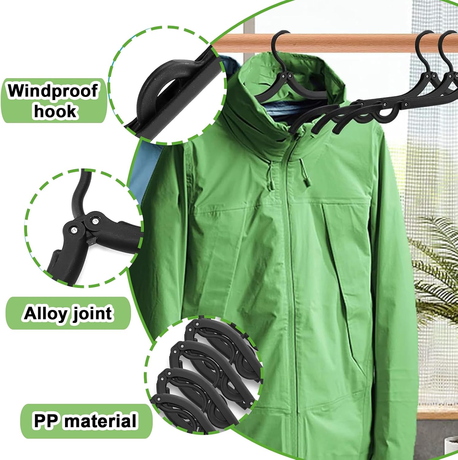 12 PCS Travel Hangers,Portable Folding Clothes Hanger,Travel Accessories Foldable Travel Hangers with Clips,Foldable Clothes Drying Rack for Travel,Black Plastic Non Slip Clothing Hangers