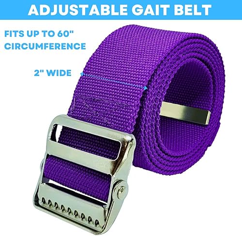 Vista 34 de LiftAid Cinturón de transferencia y marcha de 60 pulgadas con hebilla y bucle de metal, ayuda para caminar, pararse y transferir para personas Negro