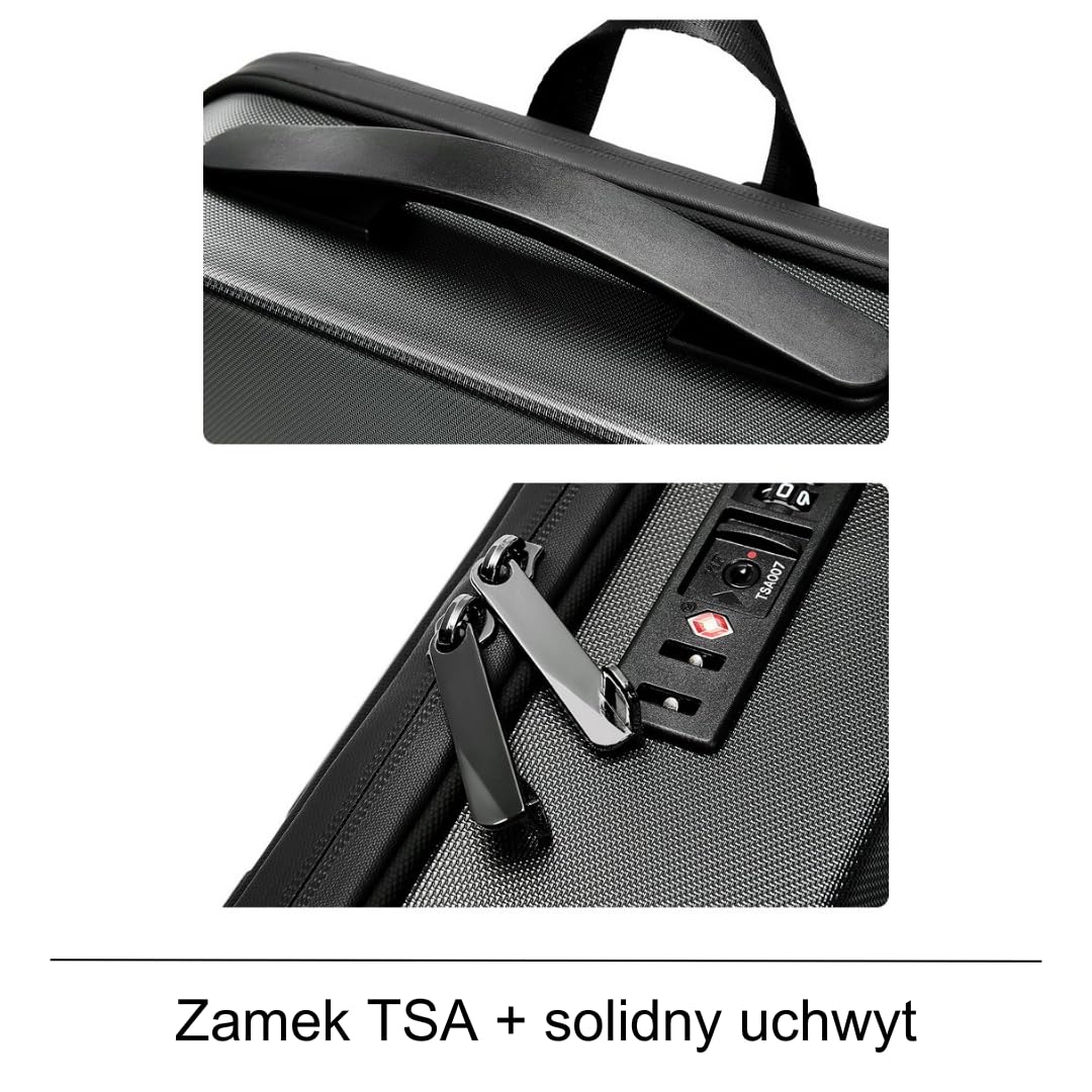 Plecak Męski z Kieszenią na Laptop 15,6" 46x31x12 Bagaż Podręczny Plecak na Laptopa 6 Przegródek Torba Antykradzieżowa Wodoodporna Port USB 24L Plecak Biznesowy Praca Biuro Szkoła Uczelnia Podróże
