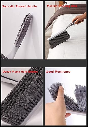 Miniatura 5 de Cepillo para polvo, cerdas de plástico firmes cortas y gruesas de 13 pulgadas, escoba de mano media, limpieza de arena más pesada, banco de trabajo,